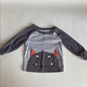 Carter’s Monster Graphic Long Sleeve Shirt - Gray and Red Boys 12 Months